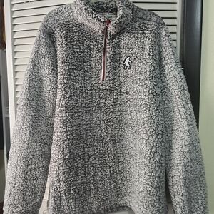 Men's Gray Sherpa Half-Zip Pullover with Small Logo